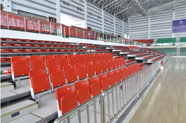 Coloured HDPE Chair Powder Coated Retractable Bleacher Seating
